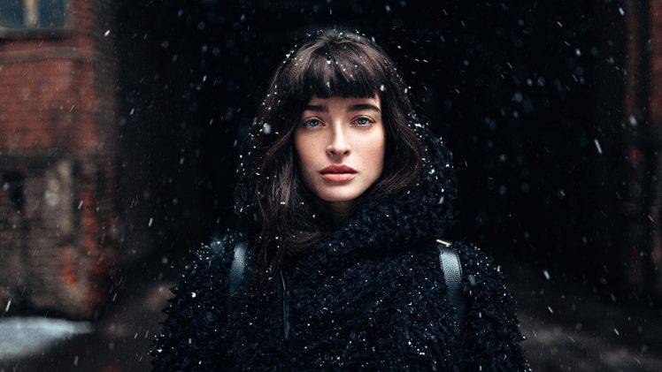 women, Model, Portrait, Snow HD Wallpaper Desktop Background
