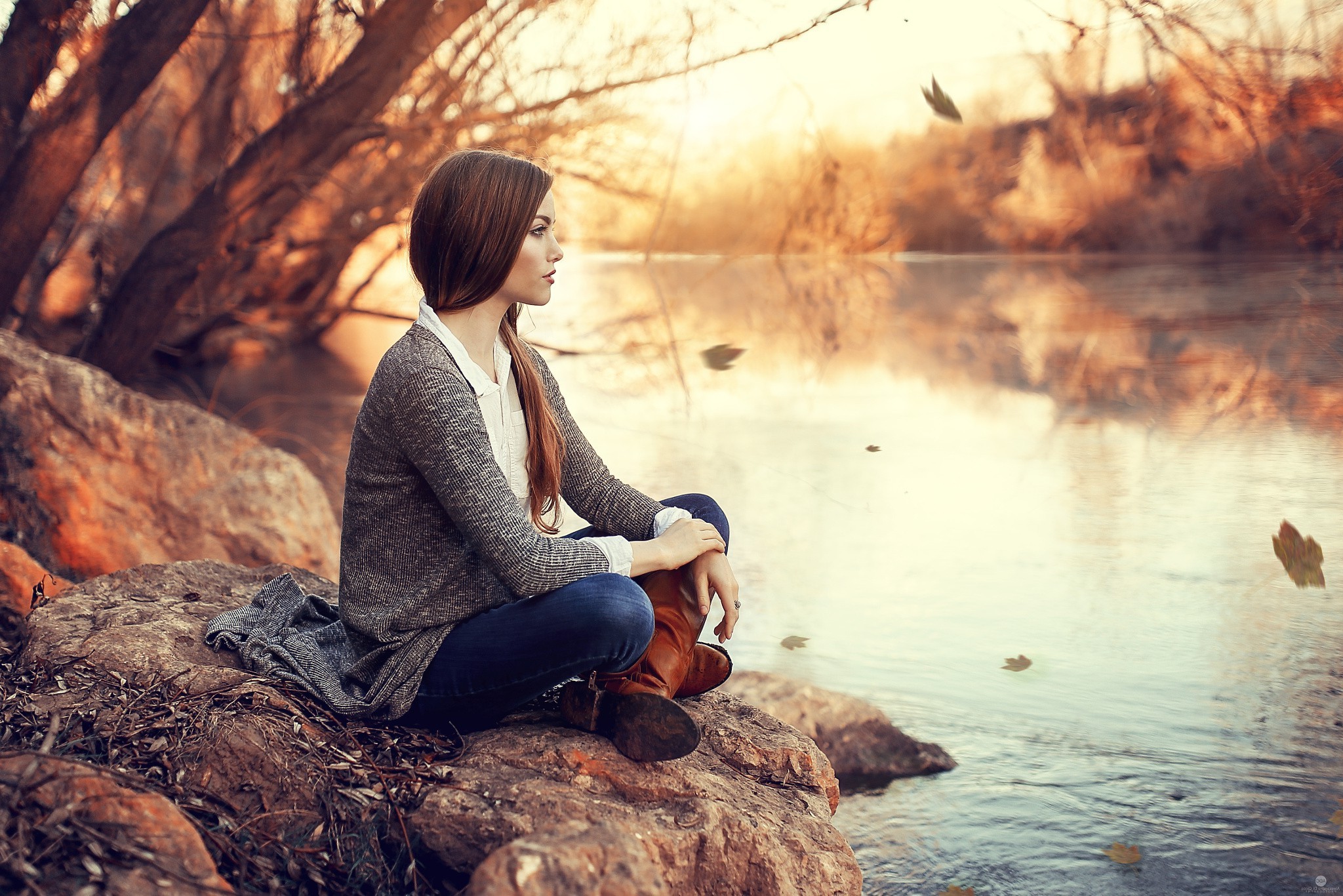 women Outdoors, Sitting, Women, Model Wallpaper