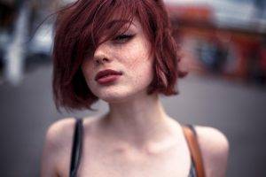 Mayya Giter, Redhead, Freckles, Looking At Viewer, Hair In Face, Women Outdoors, Bare Shoulders