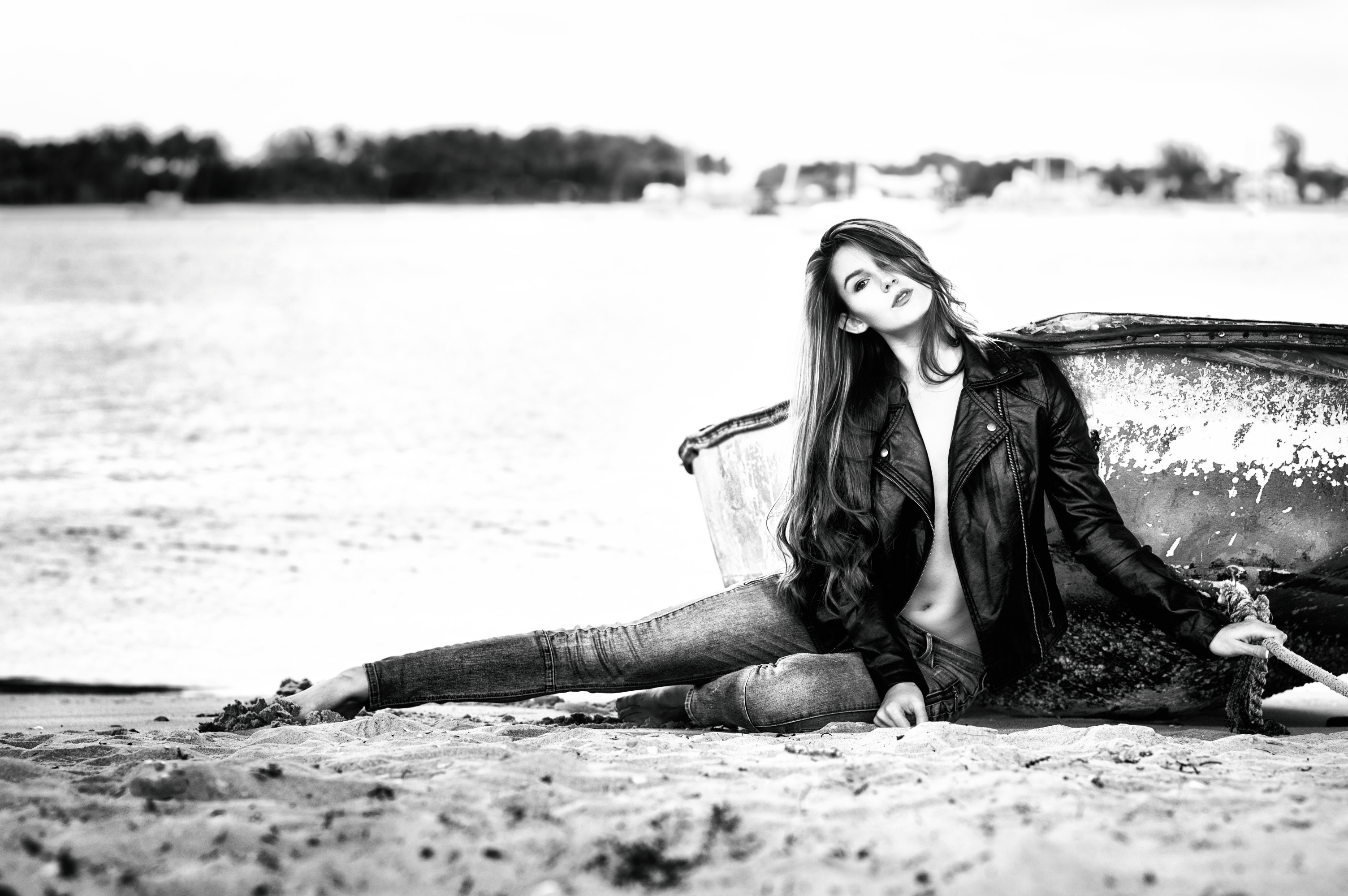 women, Model, Women Outdoors, Monochrome Wallpaper