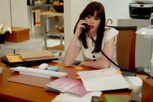 women, Actress, Anne Hathaway, Desk, Phone, The Devil Wears Prada, Screenshots