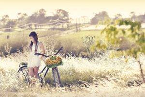women Outdoors, Women With Bicycles, Model, Nature, Bicycle