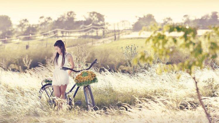 women Outdoors, Women With Bicycles, Model, Nature, Bicycle HD Wallpaper Desktop Background