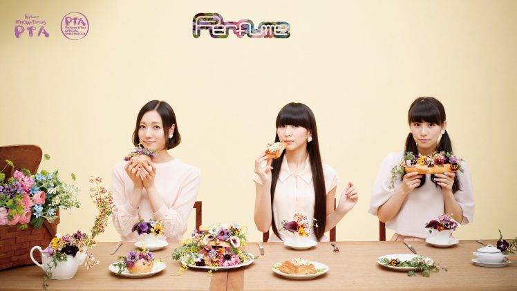 Perfume, Women, Asian, Perfume (Band), J pop, Flowers, Sandwiches HD Wallpaper Desktop Background