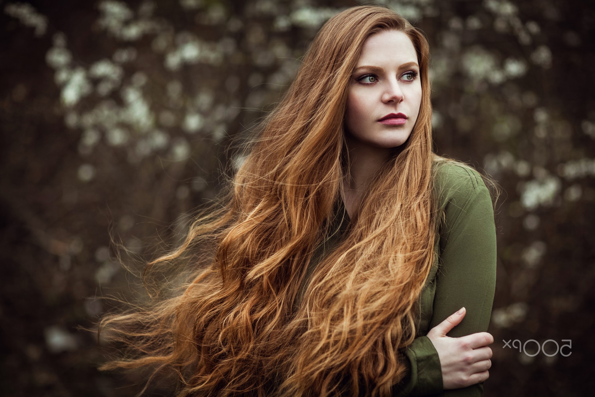 women, Redhead, Long Hair, Face, Green Eyes, Wavy Hair 