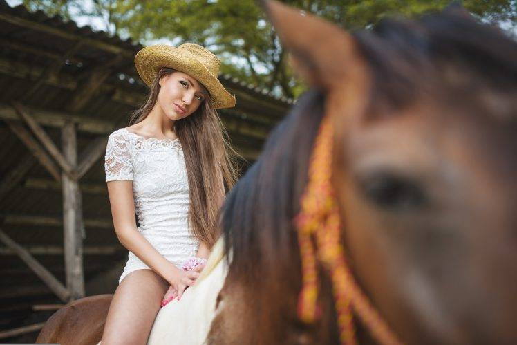 women, Model, Horse, Hat HD Wallpaper Desktop Background