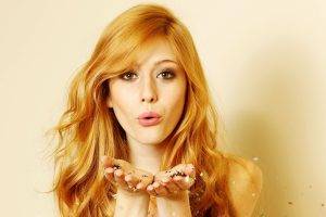 women, Katherine Mcnamara, Celebrity, Redhead, Actress, Looking At Viewer, Against Wall, Confetti