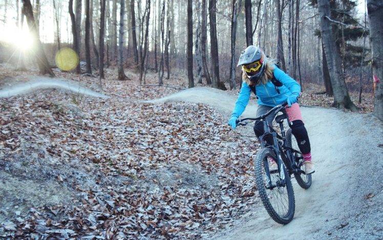 mountain Bikes, Women With Bikes, Helmet, Bicycle HD Wallpaper Desktop Background