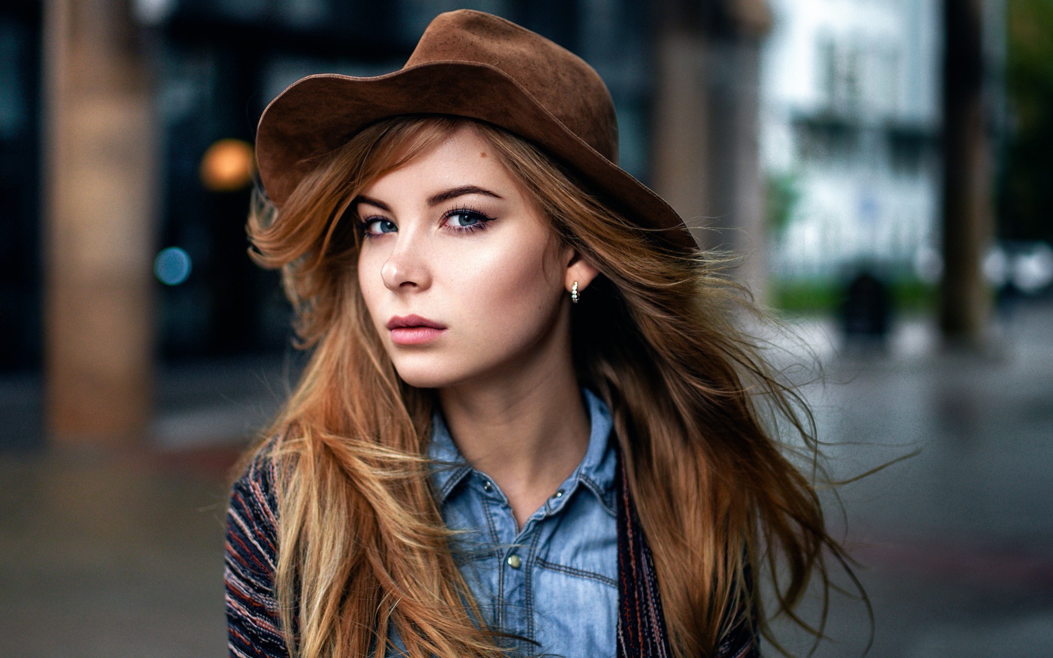 women, Model, Maxim Guselnikov, Urban, Portrait, Hat Wallpaper