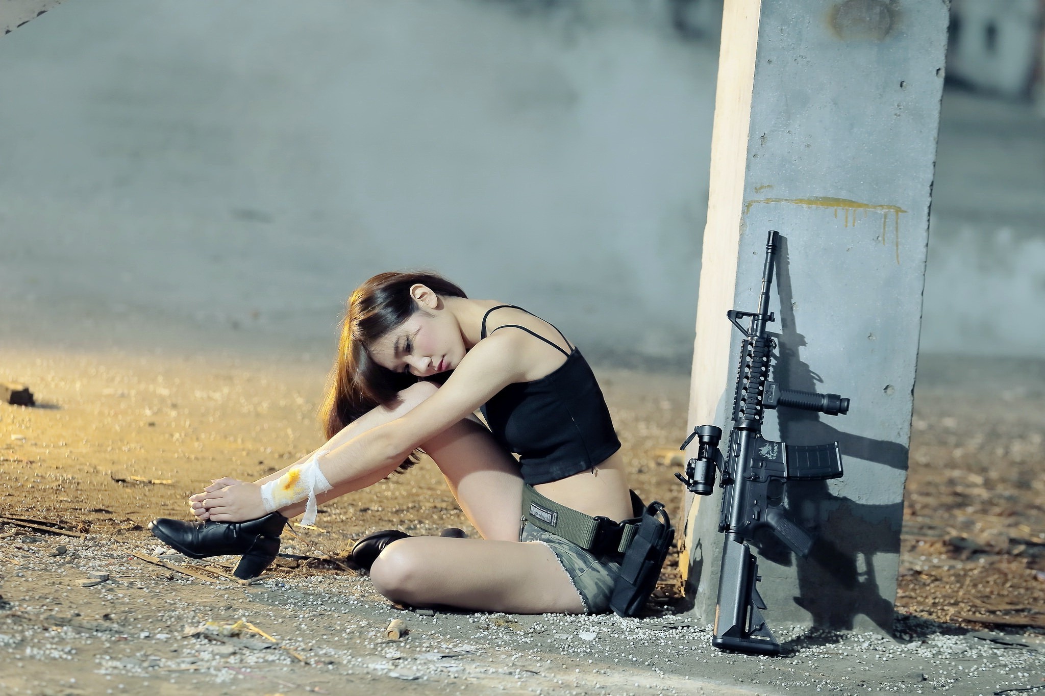 Asian, Women, Model, Rifles, Weapon Wallpaper
