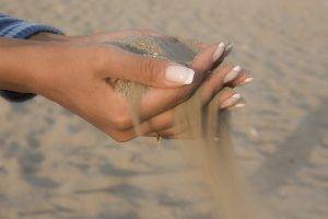 women, Hands, Sand