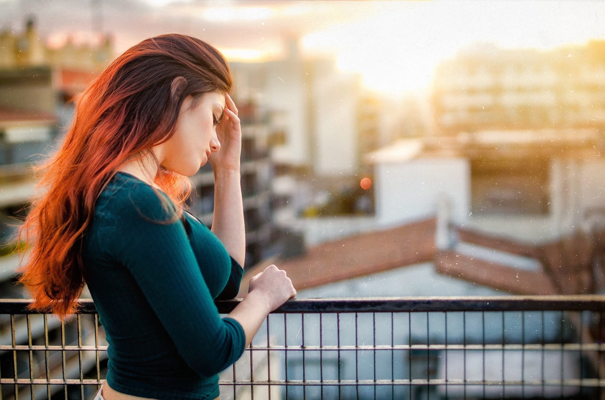 women, Model, Redhead, Wavy Hair, Long Hair, Delaia Gonzalez, Gustavo Terzaghi, Depth Of Field Wallpaper