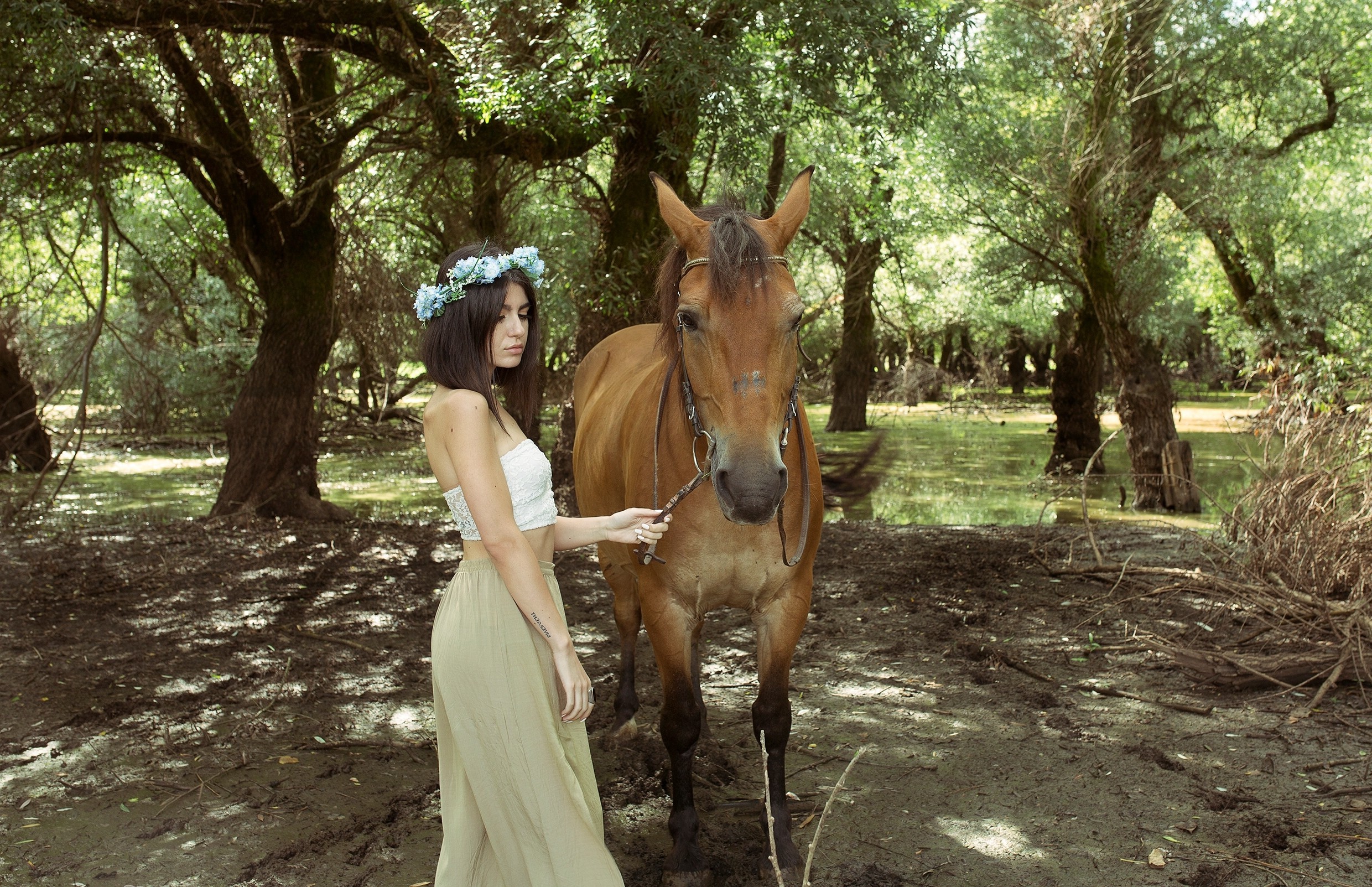 women, Model, Horse, Animals Wallpaper