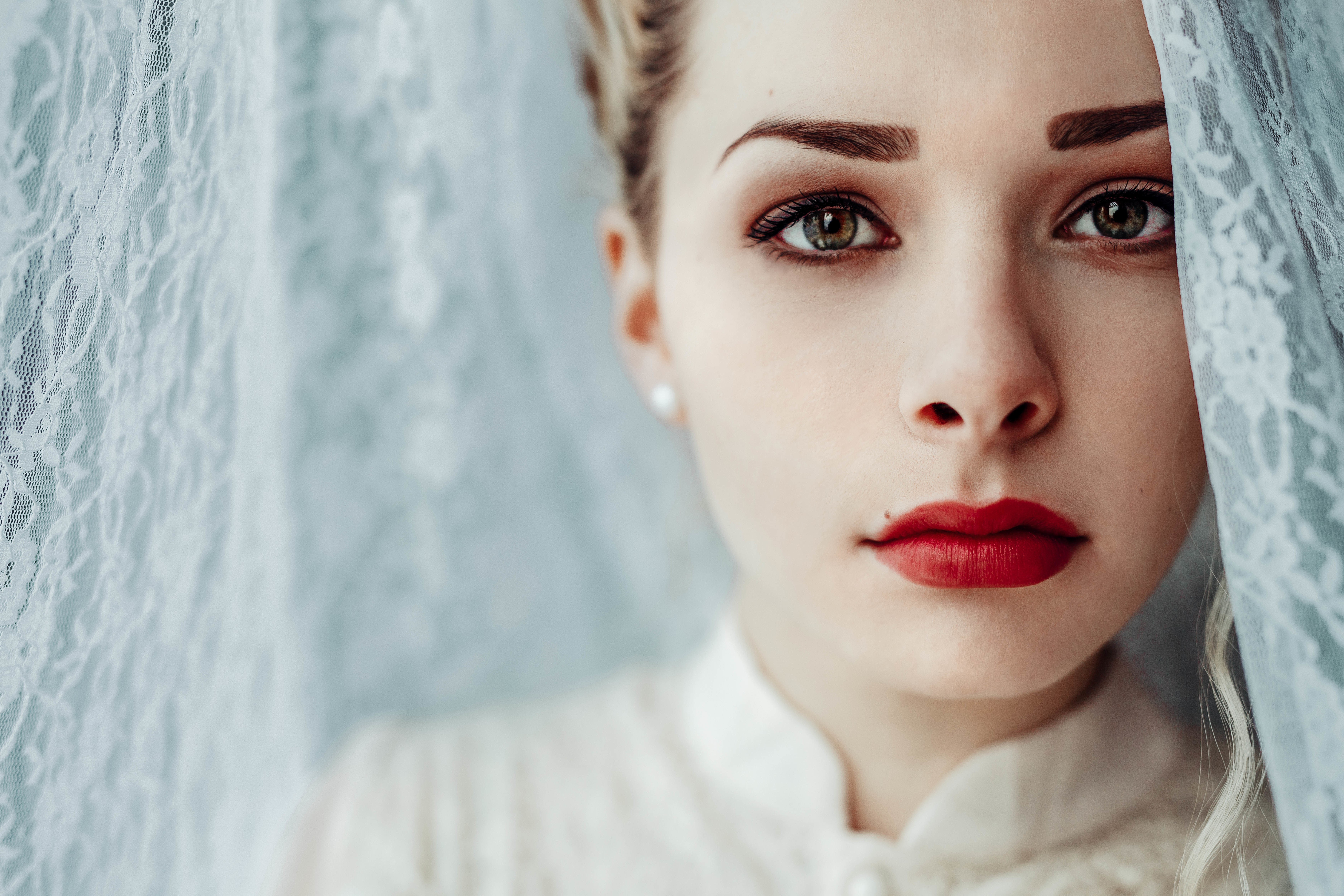 face, Women, Model, Portrait, Red Lipstick Wallpaper