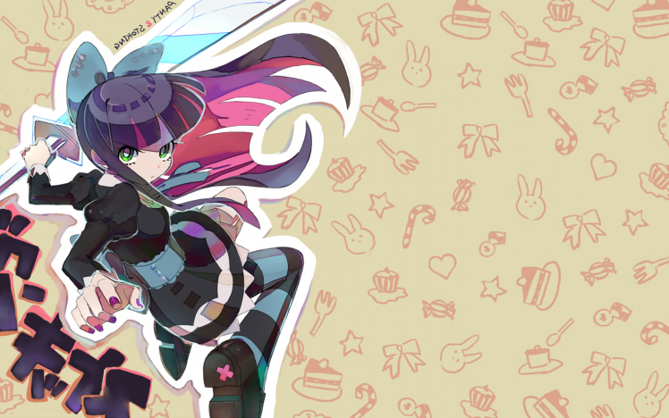 Panty And Stocking With Garterbelt, Angel, Anime, Anime Girls, Stockings, Anarchy Stocking, Cakes, Hearts, Ribbon HD Wallpaper Desktop Background