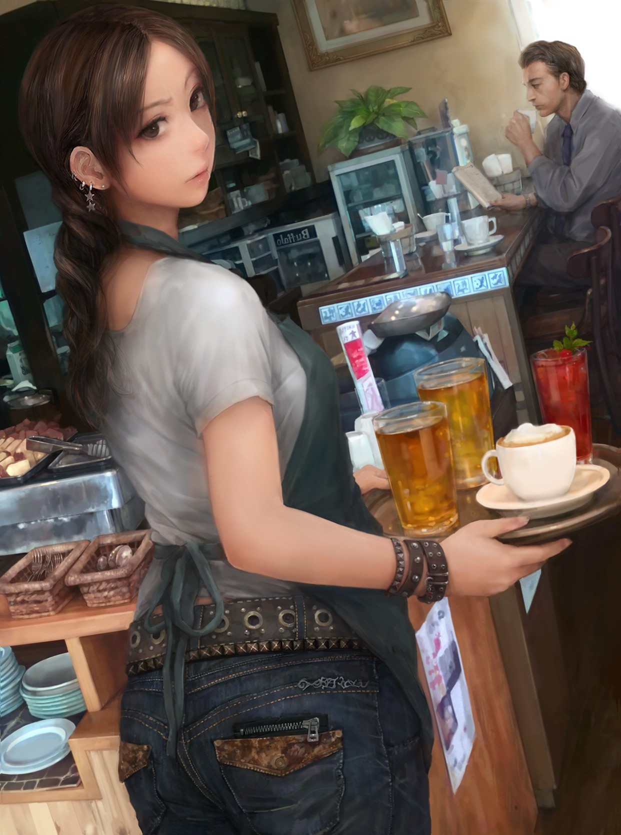 artwork, Women, Brunette, Braids, Original Characters Wallpaper