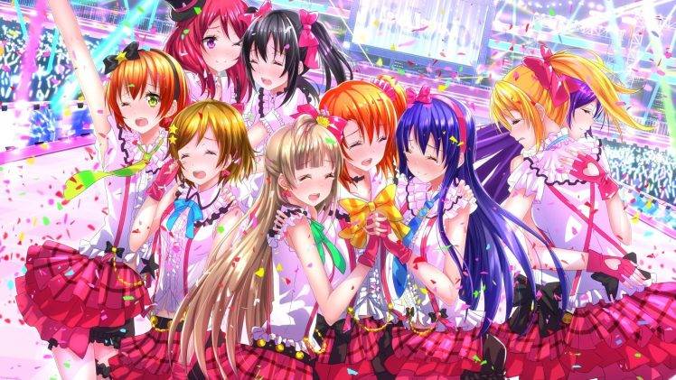 Yazawa Nico, Love Live!, Sonoda Umi, Nishikino Maki, Minami Kotori, Ayase Eri, Hoshizora Rin, Koizumi Hanayo, Kousaka Honoka, Toujou Nozomi, Anime, Anime Girls HD Wallpaper Desktop Background
