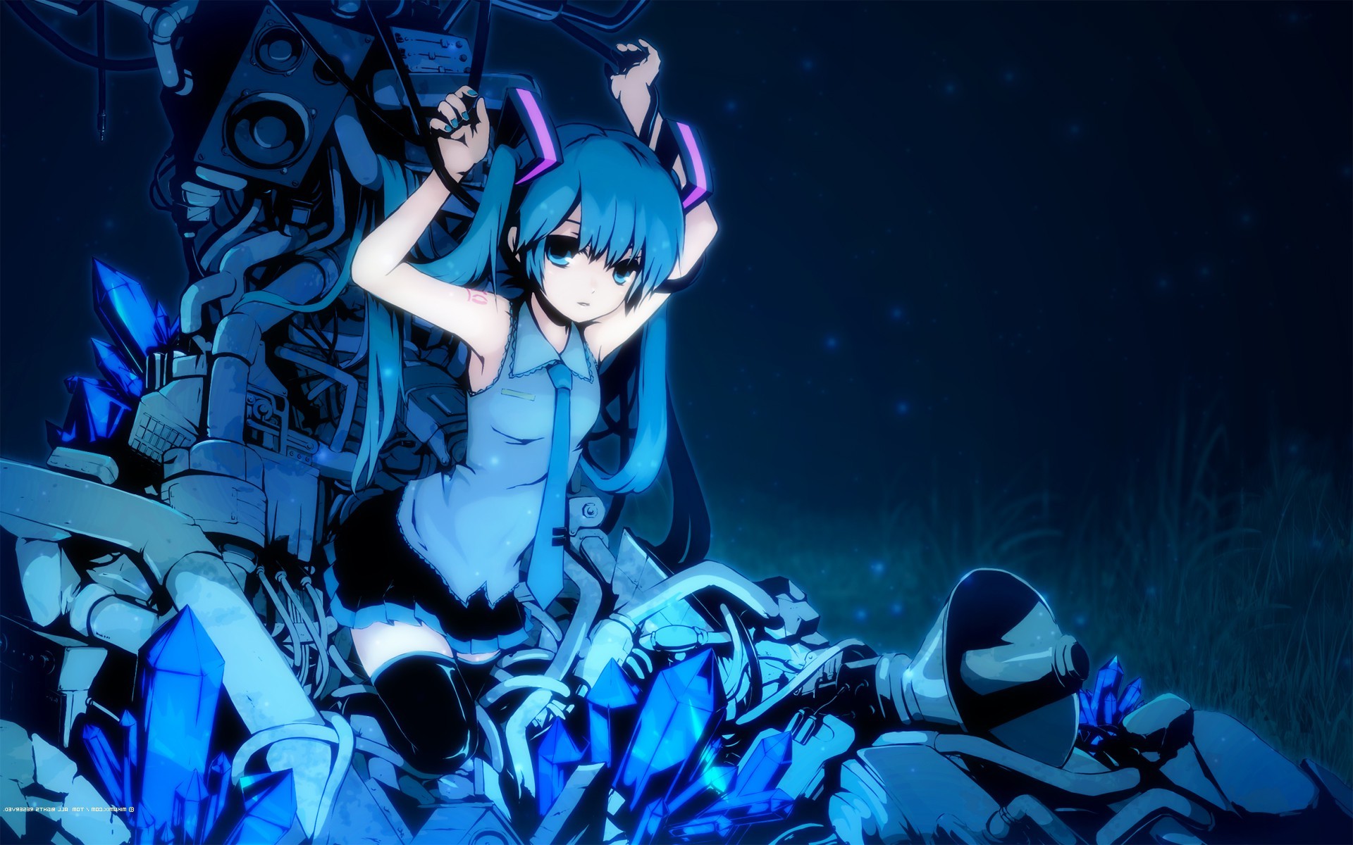 Vocaloid, Hatsune Miku, Blue Wallpaper