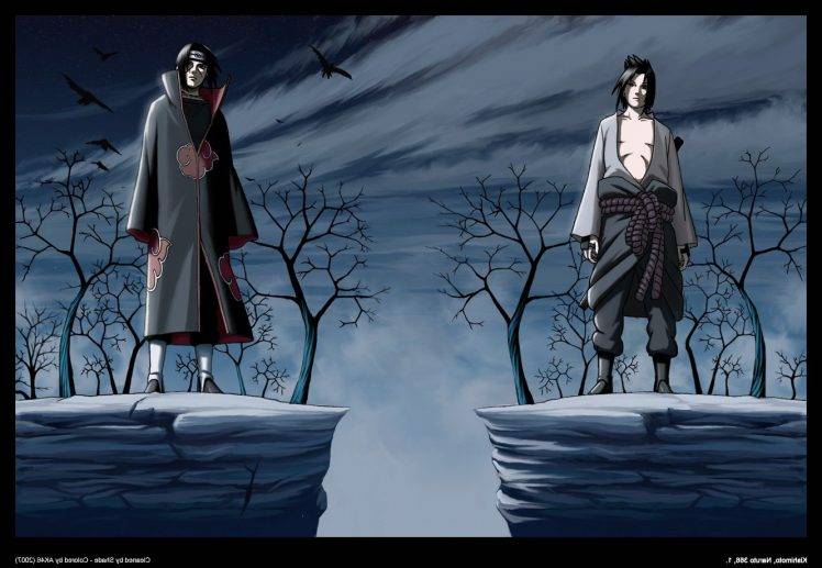 Uchiha Sasuke, Naruto Shippuuden, Uchiha Itachi, Akatsuki, Raven, Brothers HD Wallpaper Desktop Background