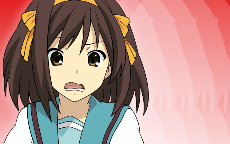 anime, Anime Girls, Suzumiya Haruhi, Ribbon HD Wallpaper Desktop Background