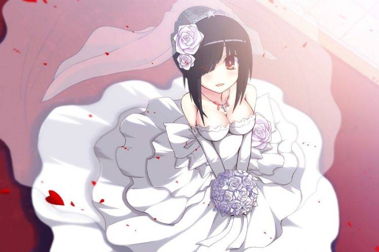 wedding Dress, Tokisaki Kurumi, Date A Live, Red Eyes, Brides, Anime, Anime Girls HD Wallpaper Desktop Background