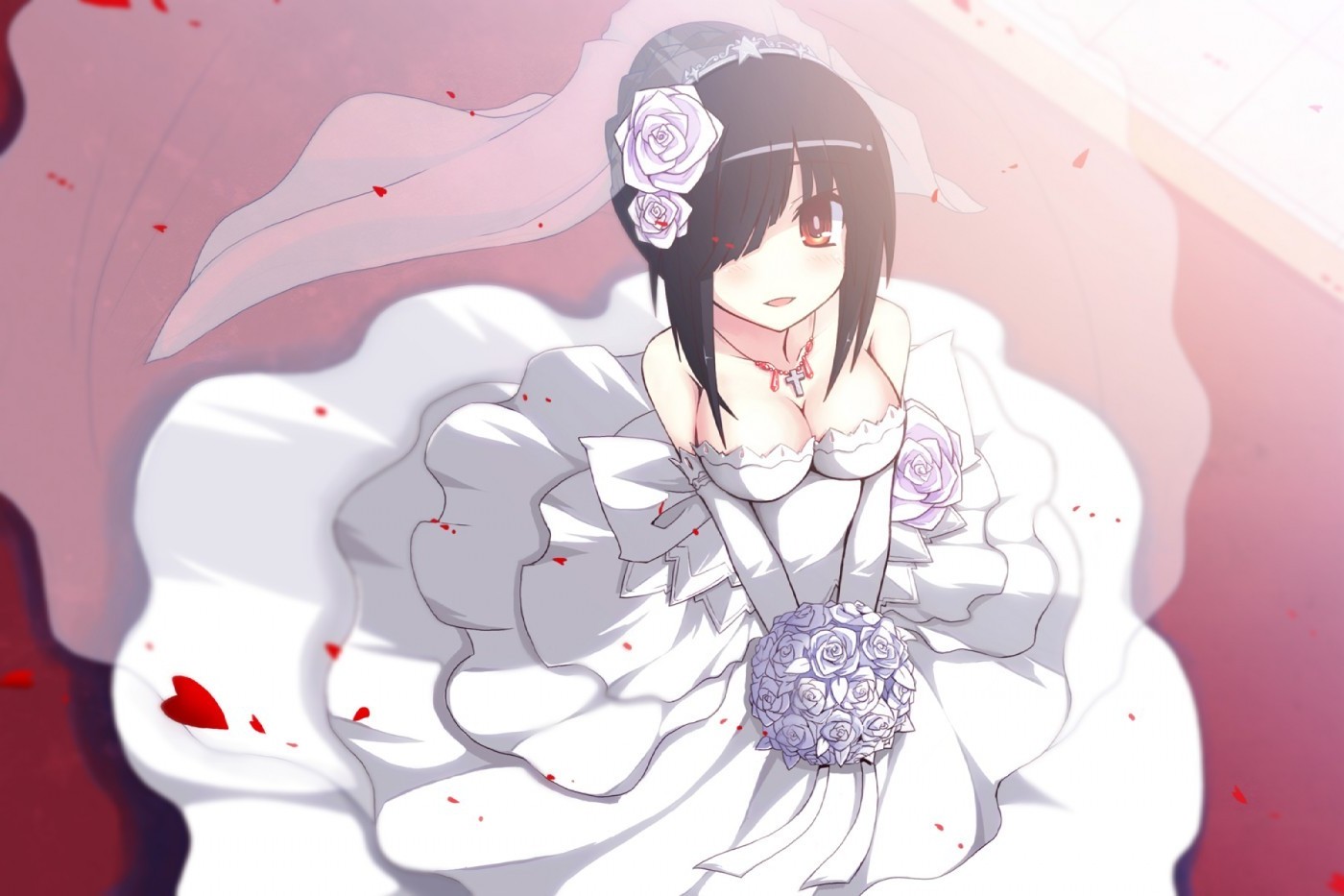 wedding Dress, Tokisaki Kurumi, Date A Live, Red Eyes, Brides, Anime, Anime Girls Wallpaper