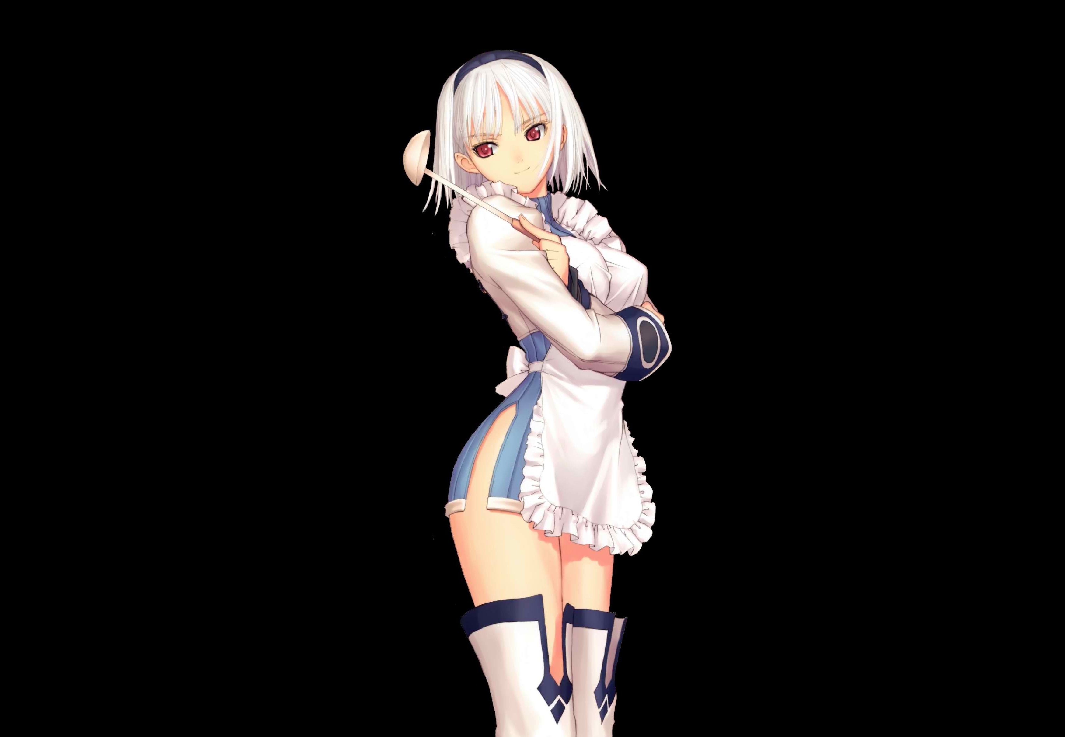 Tony Taka White Hair Red Eyes Anime Girls Short Hair Soft Shading