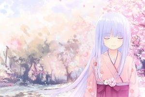 kimono, Anime, Anime Girls, Purple Hair, Long Hair, Closed Eyes