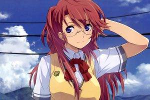 anime, Anime Girls, Glasses, Meganekko, Redhead, Purple Eyes, School Uniform, Ano Natsu De Matteru, Takatsuki Ichika