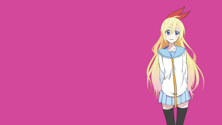 anime, Anime Girls, Blonde, Long Hair, Nisekoi, Kirisaki Chitoge, Blue Eyes, Hair Ornament, Ribbon HD Wallpaper Desktop Background