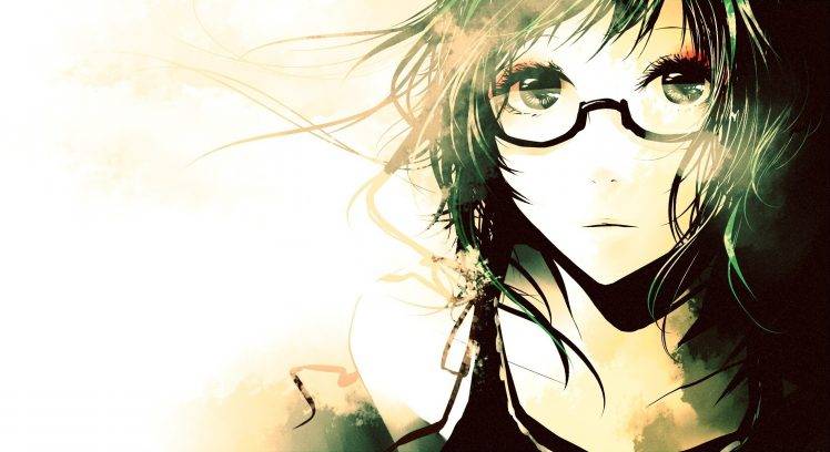 manga, Women, Dark Hair, Glasses, Anime Girls, Simple HD Wallpaper Desktop Background