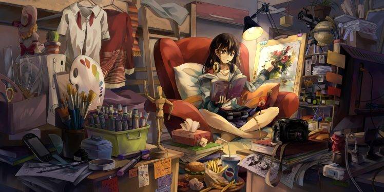 anime Girls, Room, Original Characters, Anime HD Wallpaper Desktop Background