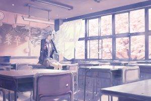 anime, School Uniform, Anime Girls, Classroom, Vocaloid, IA (Vocaloid)