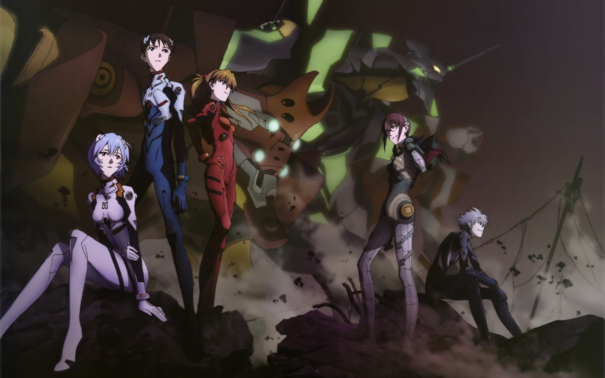 Makinami Mari Illustrious, Neon Genesis Evangelion, EVA Unit 00, EVA Unit 01, EVA Unit 02, Ayanami Rei, Ikari Shinji, Asuka Langley Soryu, Kaworu Nagisa Wallpaper