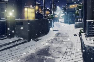 snow, Night, City, Japan