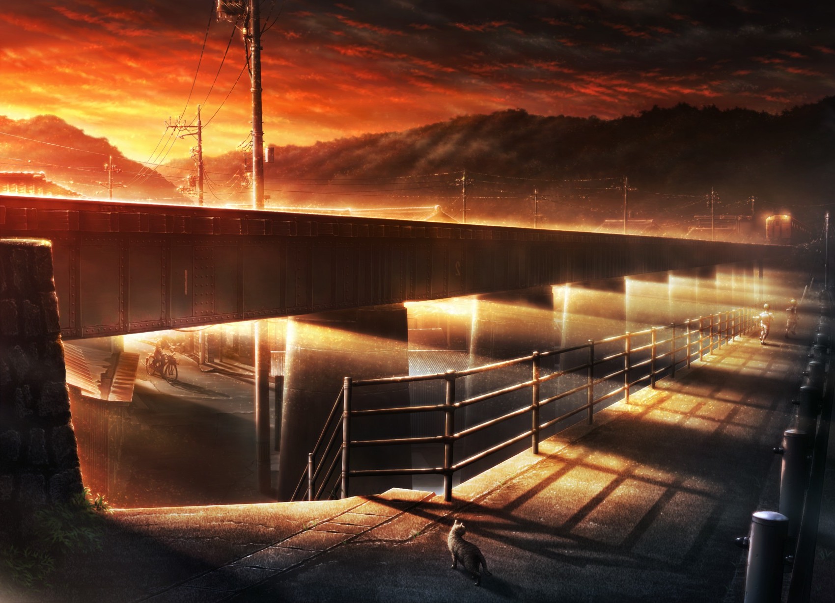 sunset, Bridge, City Wallpaper