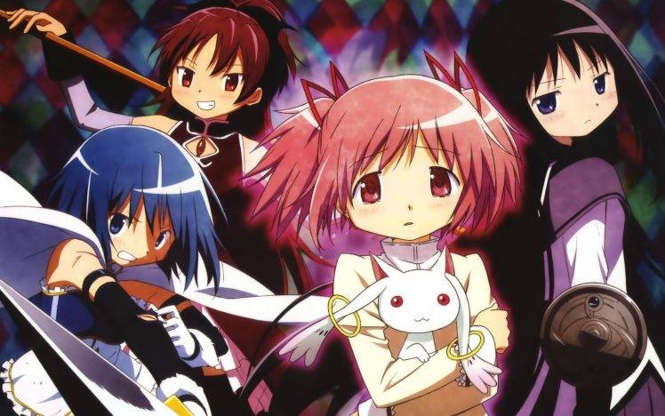 anime, Mahou Shoujo Madoka Magica, Anime Girls, Akemi Homura, Kaname Madoka, Miki Sayaka, Sakura Kyoko HD Wallpaper Desktop Background