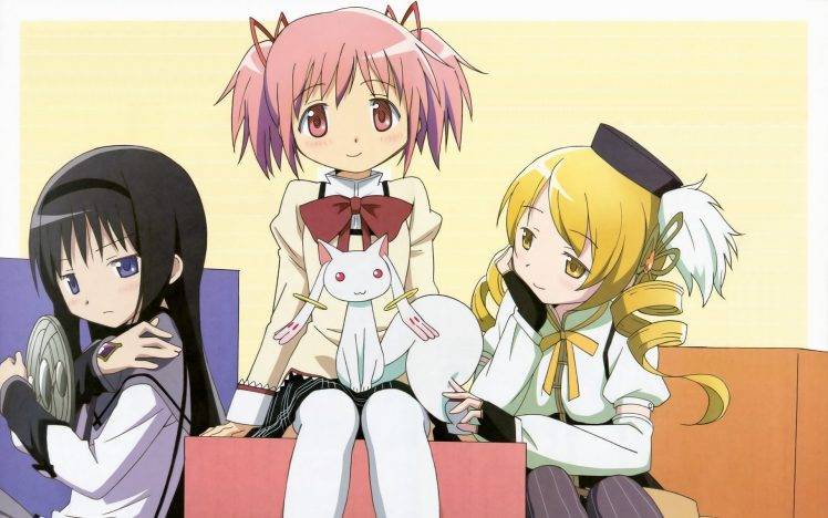 anime, Mahou Shoujo Madoka Magica, Anime Girls, Kaname Madoka, Akemi Homura, Tomoe Mami HD Wallpaper Desktop Background