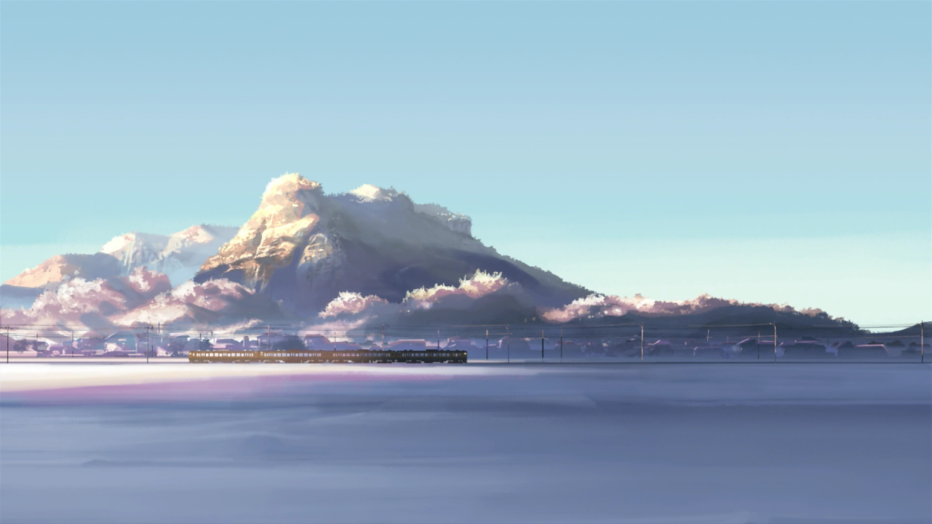 5 Centimeters Per Second, Train, Snow, Mountain, Winter, Makoto Shinkai