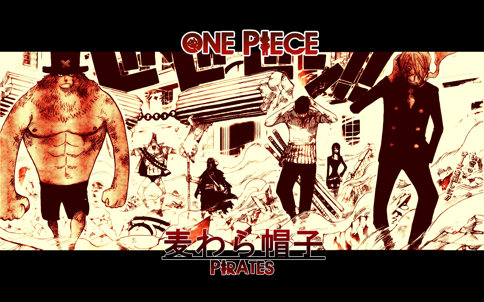 One Piece, Pirates, Strawhat Pirates, Roronoa Zoro, Franky, Nami, Sanji, Usopp, Tony Tony Chopper, Nico Robin, Monkey D. Luffy Wallpaper