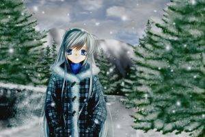 anime Girls, Clannad, Snow, Sakagami Tomoyo