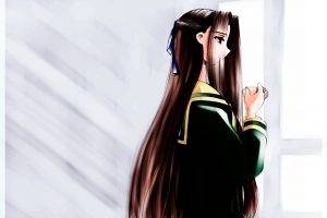 anime Girls, School Uniform, Long Hair