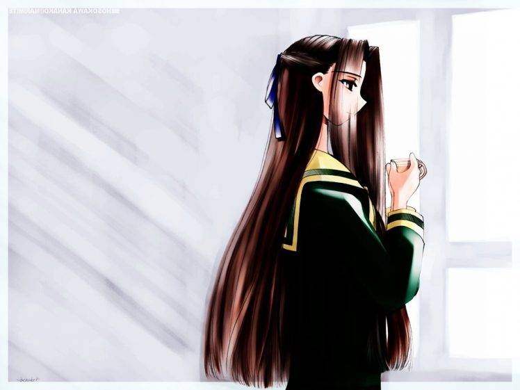 anime Girls, School Uniform, Long Hair HD Wallpaper Desktop Background