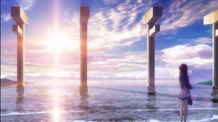 Nagi No Asukara, Manaka Mukaido, Sun, Sea, Bridge, Sand HD Wallpaper Desktop Background