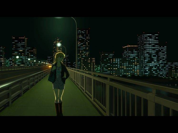 anime Girls, City, Bridge, Alone HD Wallpaper Desktop Background