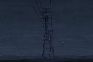 night, Power Lines, Utility Pole