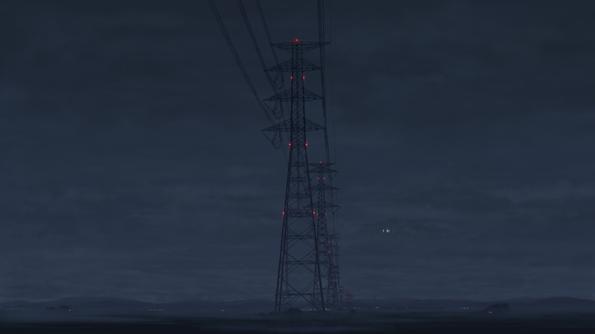 night, Power Lines, Utility Pole Wallpaper