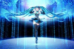 Hatsune Miku, Vocaloid, Twintails, Thigh highs, Closed Eyes