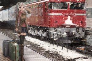 anime, Anime Girls, Train Station, Train