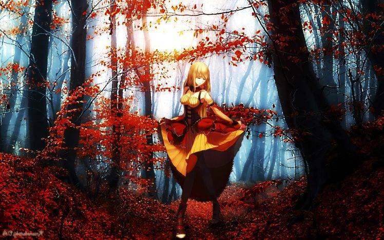 anime, Anime Girls, Dress, Forest HD Wallpaper Desktop Background
